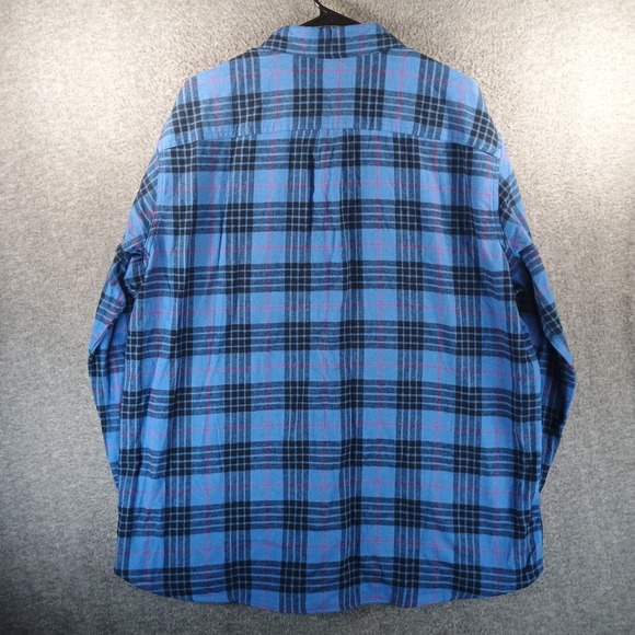 NWT LL Bean Scotch Plaid Flannel Morgan Mens XXL Slim Fit Blue Outdoors - Picture 7 of 8